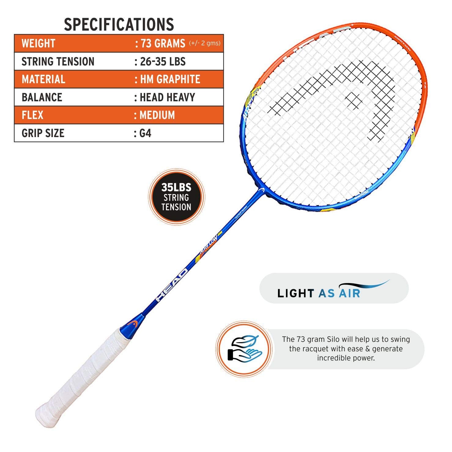 HEAD BADMINTON RACKET AIRFLOW 3000 blendinsports